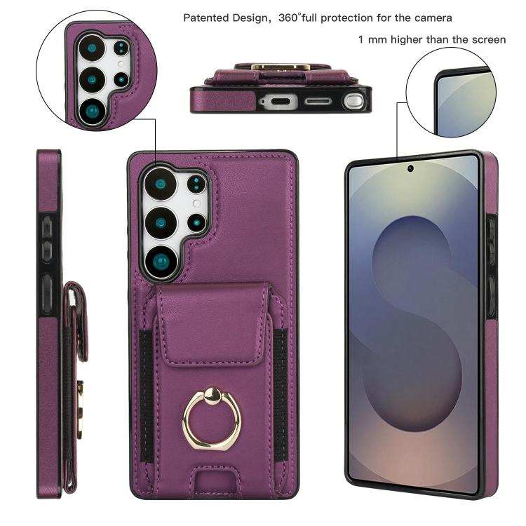 For Samsung Galaxy S25 Ultra 5G Elastic Card Bag Ring Holder Phone Case