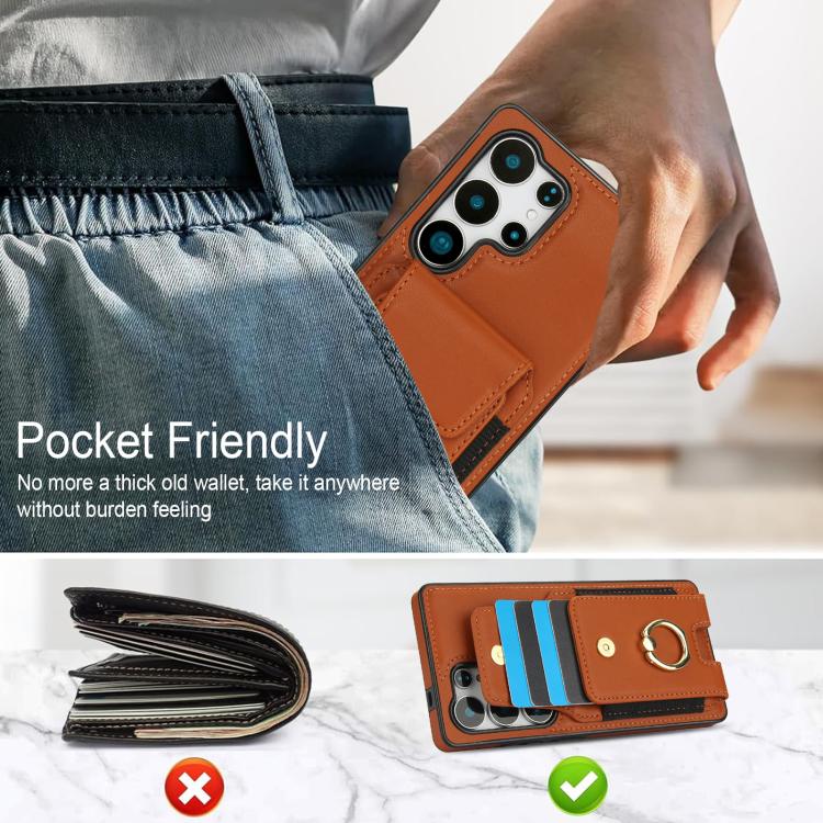 For Samsung Galaxy S25 Ultra 5G Elastic Card Bag Ring Holder Phone Case