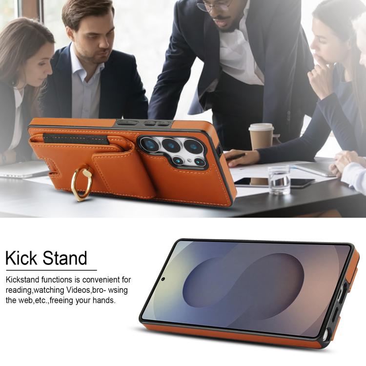 For Samsung Galaxy S25 Ultra 5G Elastic Card Bag Ring Holder Phone Case