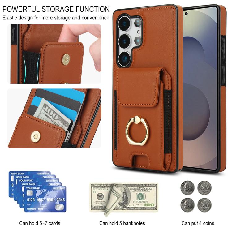 For Samsung Galaxy S25 Ultra 5G Elastic Card Bag Ring Holder Phone Case