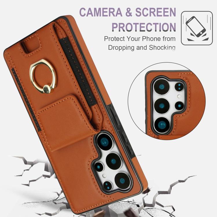 For Samsung Galaxy S25 Ultra 5G Elastic Card Bag Ring Holder Phone Case