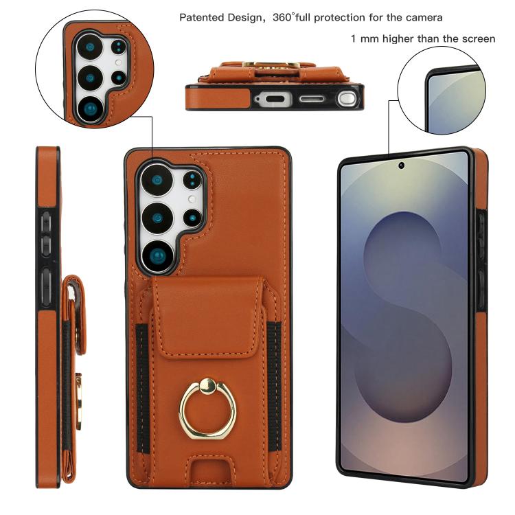 For Samsung Galaxy S25 Ultra 5G Elastic Card Bag Ring Holder Phone Case