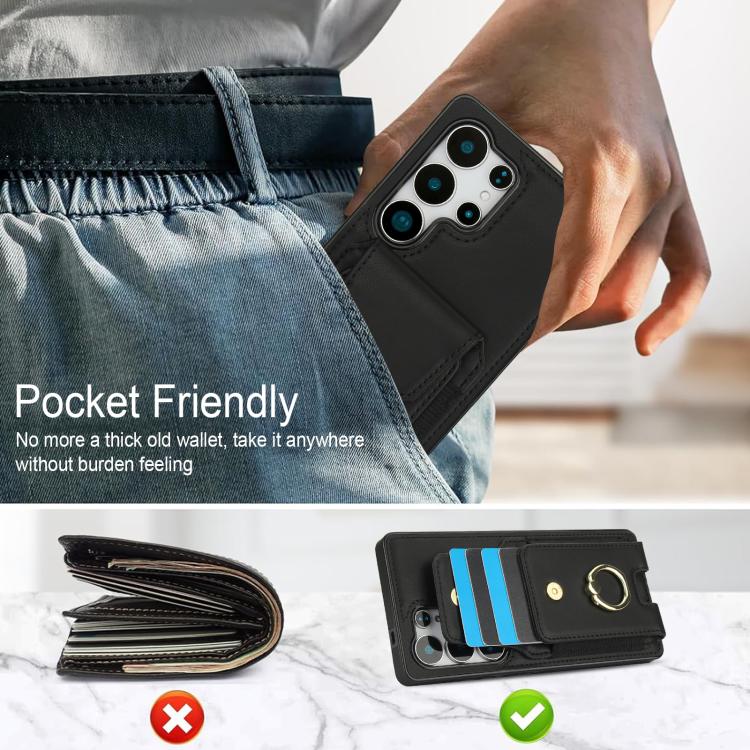 For Samsung Galaxy S25 Ultra 5G Elastic Card Bag Ring Holder Phone Case