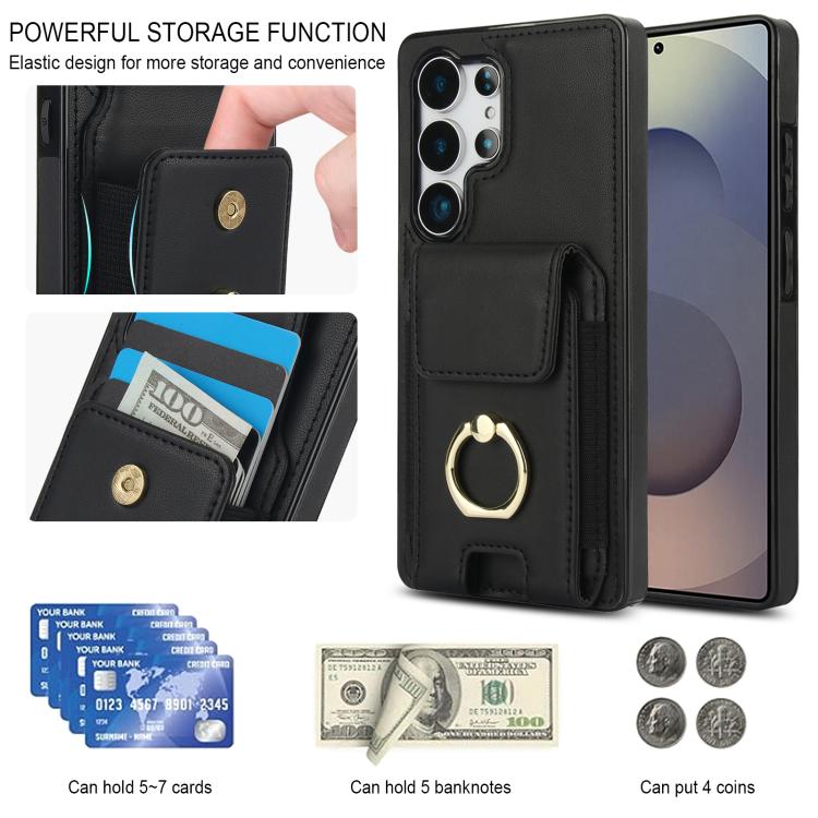 For Samsung Galaxy S25 Ultra 5G Elastic Card Bag Ring Holder Phone Case