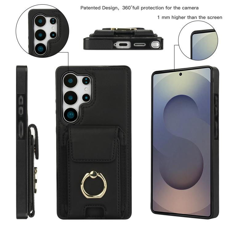 For Samsung Galaxy S25 Ultra 5G Elastic Card Bag Ring Holder Phone Case