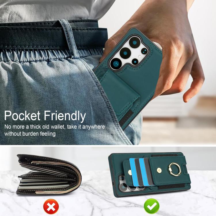 For Samsung Galaxy S25 Ultra 5G Elastic Card Bag Ring Holder Phone Case