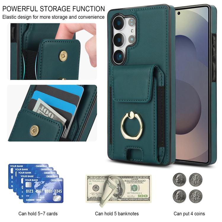 For Samsung Galaxy S25 Ultra 5G Elastic Card Bag Ring Holder Phone Case