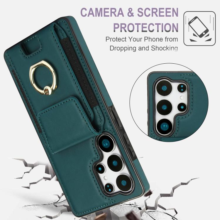 For Samsung Galaxy S25 Ultra 5G Elastic Card Bag Ring Holder Phone Case