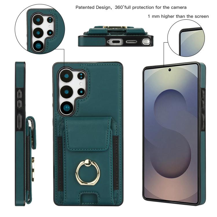 For Samsung Galaxy S25 Ultra 5G Elastic Card Bag Ring Holder Phone Case
