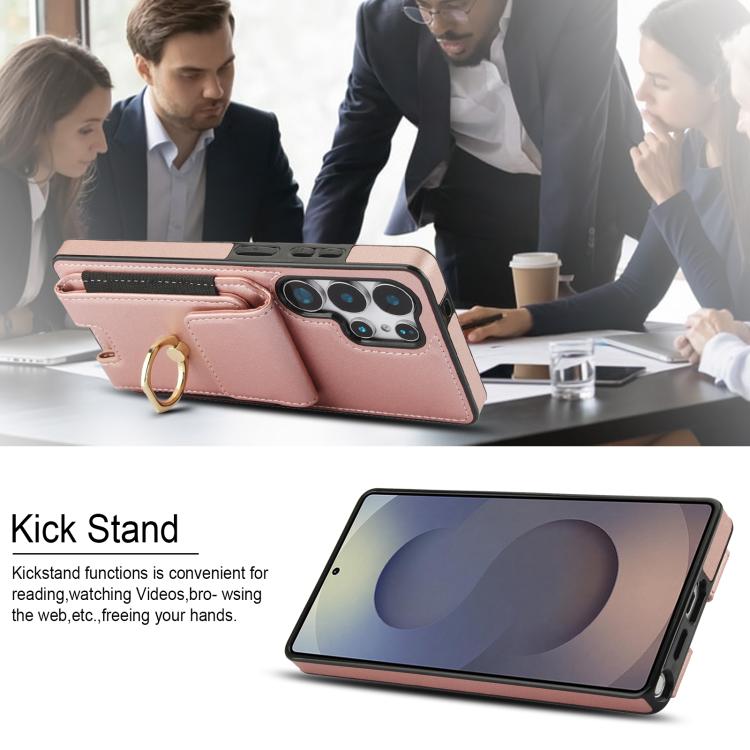 For Samsung Galaxy S25 Ultra 5G Elastic Card Bag Ring Holder Phone Case