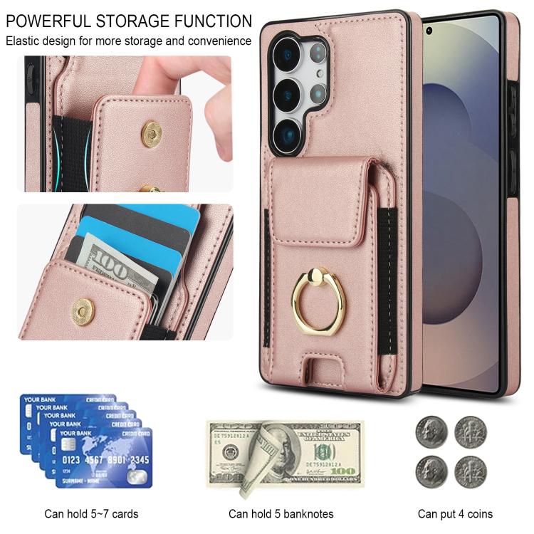 For Samsung Galaxy S25 Ultra 5G Elastic Card Bag Ring Holder Phone Case