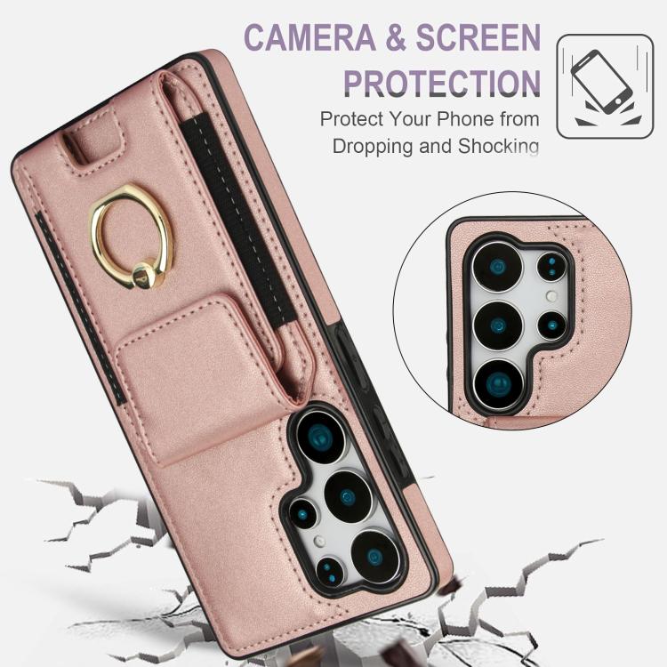 For Samsung Galaxy S25 Ultra 5G Elastic Card Bag Ring Holder Phone Case