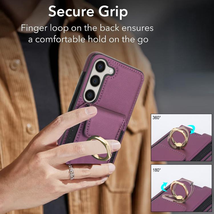 For Samsung Galaxy S25 5G Elastic Card Bag Ring Holder Phone Case