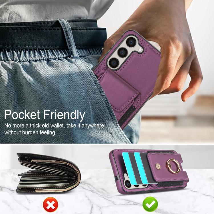 For Samsung Galaxy S25 5G Elastic Card Bag Ring Holder Phone Case