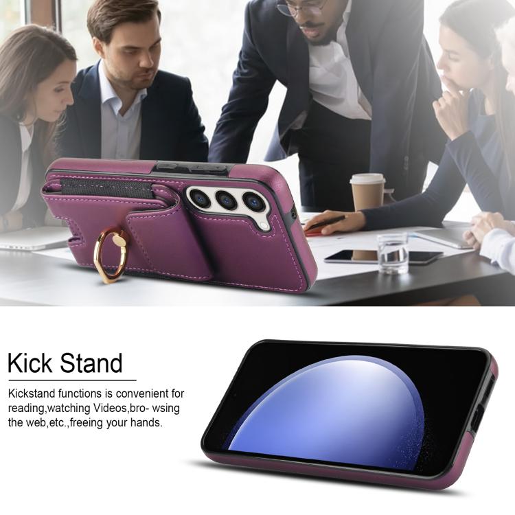 For Samsung Galaxy S25 5G Elastic Card Bag Ring Holder Phone Case