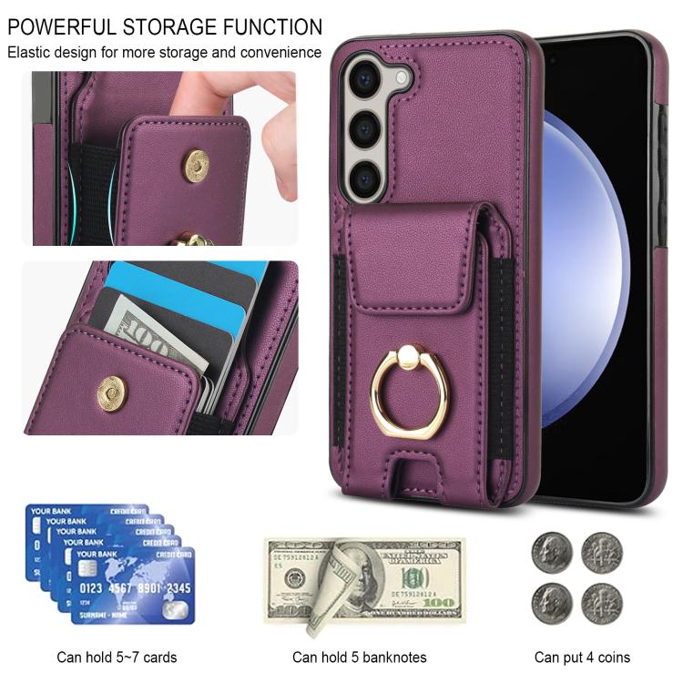 For Samsung Galaxy S25 5G Elastic Card Bag Ring Holder Phone Case