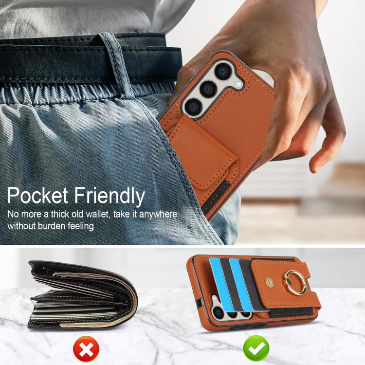 For Samsung Galaxy S25 5G Elastic Card Bag Ring Holder Phone Case