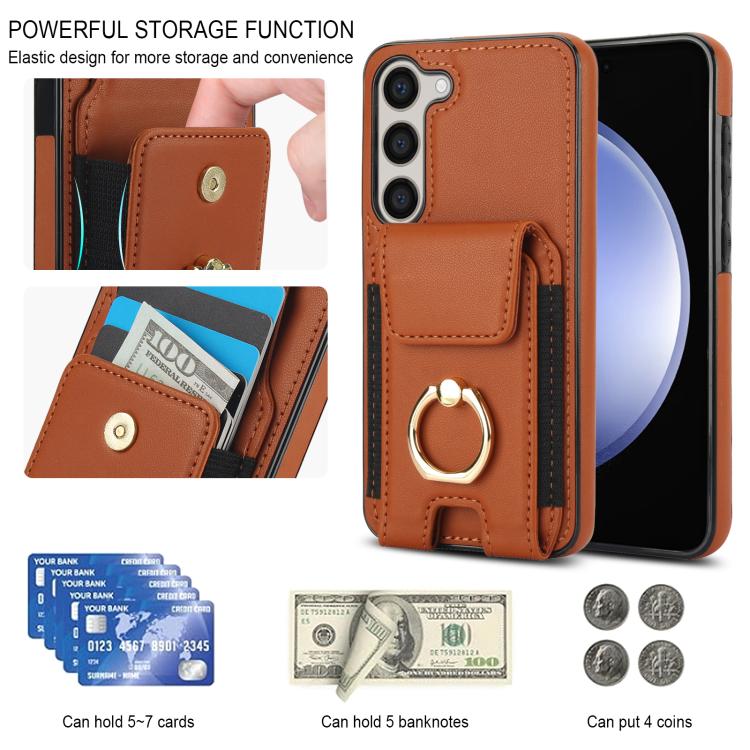 For Samsung Galaxy S25 5G Elastic Card Bag Ring Holder Phone Case