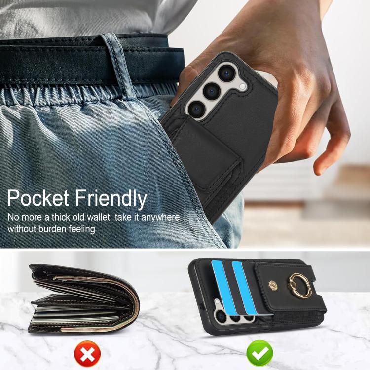 For Samsung Galaxy S25 5G Elastic Card Bag Ring Holder Phone Case