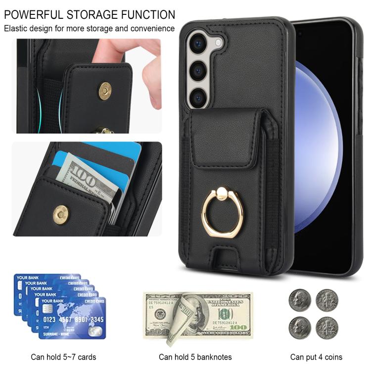 For Samsung Galaxy S25 5G Elastic Card Bag Ring Holder Phone Case