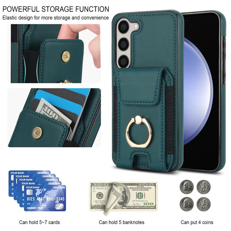 For Samsung Galaxy S25 5G Elastic Card Bag Ring Holder Phone Case