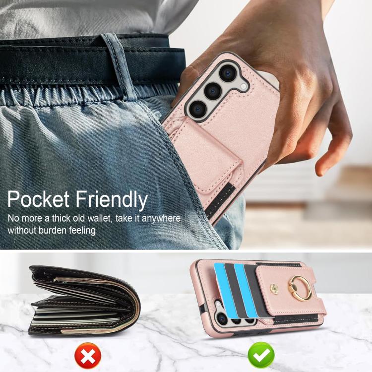 For Samsung Galaxy S25 5G Elastic Card Bag Ring Holder Phone Case