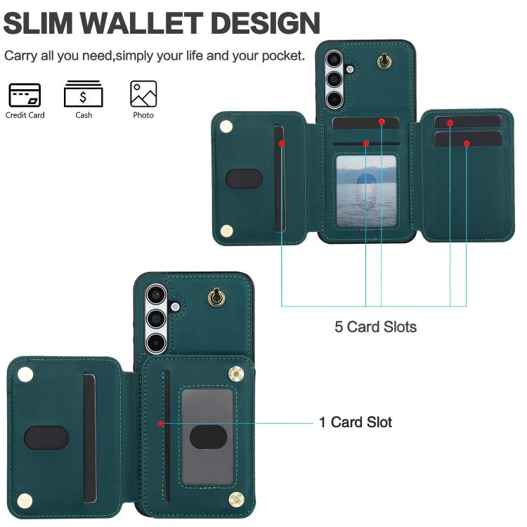 For Samsung Galaxy A55 5G YM006 Skin Feel Zipper Card Bag Phone Case with Dual Lanyard
