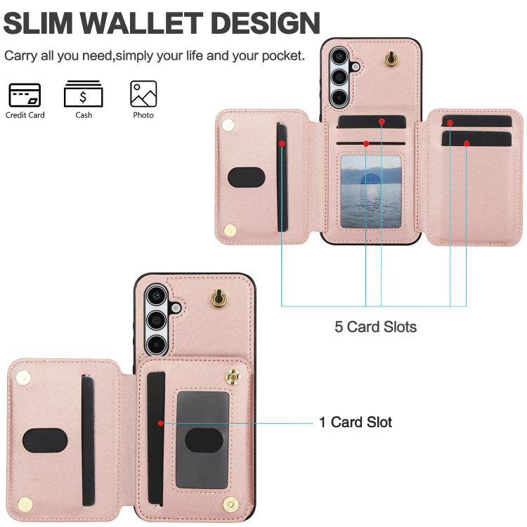 For Samsung Galaxy A55 5G YM006 Skin Feel Zipper Card Bag Phone Case with Dual Lanyard