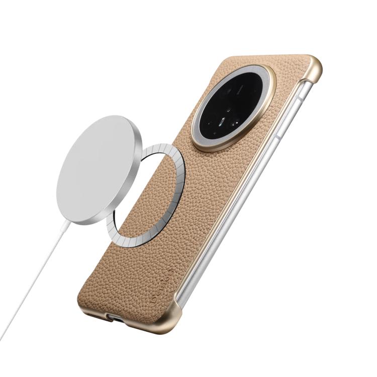 For Huawei Mate 60 Denior A20 Genuine Leather Litchi Texture MagSafe Frameless Phone Case