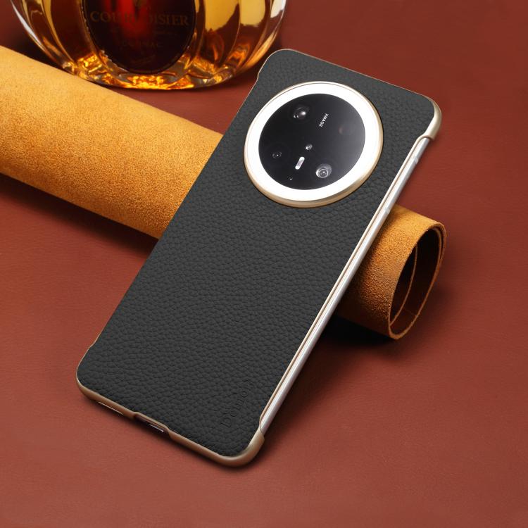 For Huawei Mate 60 Pro Denior A20 Genuine Leather Litchi Texture MagSafe Frameless Phone Case