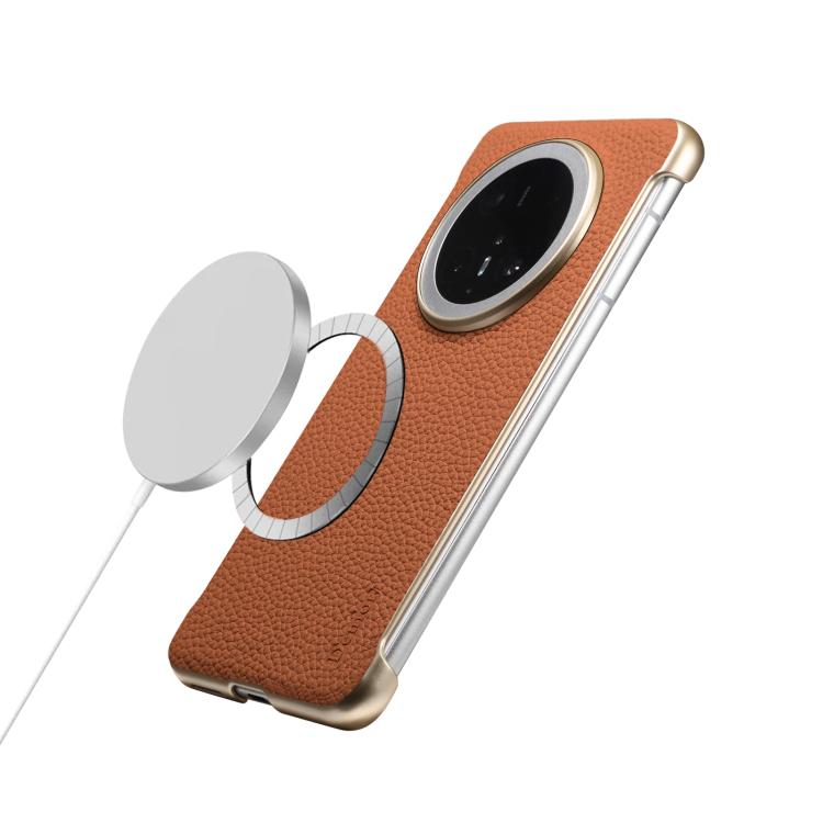 For Huawei Mate 70 Pro Denior A20 Genuine Leather Litchi Texture MagSafe Frameless Phone Case