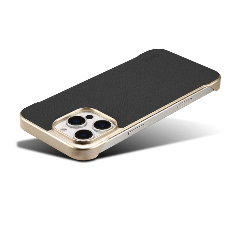 For iPhone 14 Pro Denior A20 Genuine Leather Litchi Texture MagSafe Frameless Phone Case