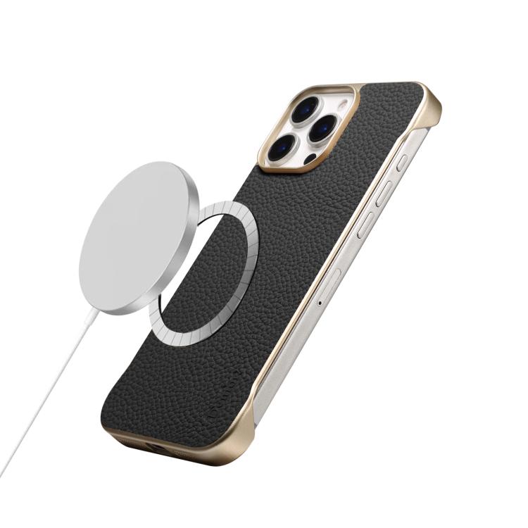 For iPhone 16 Denior A20 Genuine Leather Litchi Texture MagSafe Frameless Phone Case
