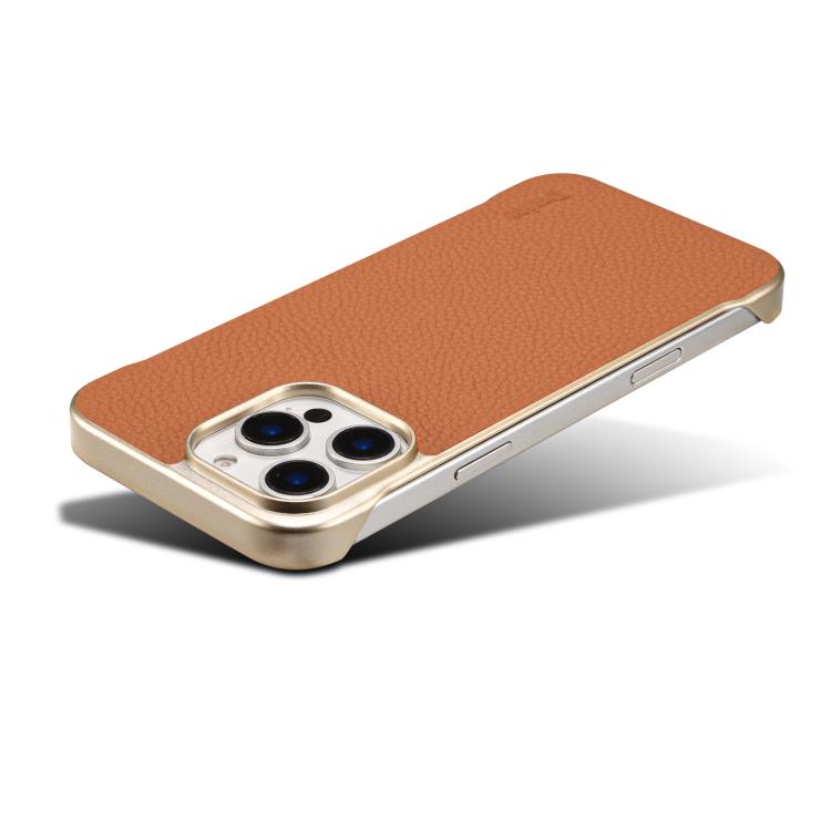 For iPhone 16 Denior A20 Genuine Leather Litchi Texture MagSafe Frameless Phone Case