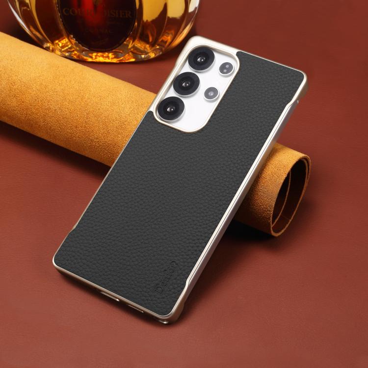 For Samsung Galaxy S25+ 5G Denior A20 Genuine Leather Litchi Texture MagSafe Frameless Phone Case