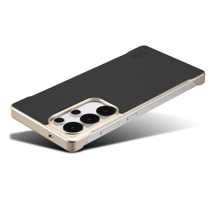 For Samsung Galaxy S25+ 5G Denior A20 Genuine Leather Litchi Texture MagSafe Frameless Phone Case