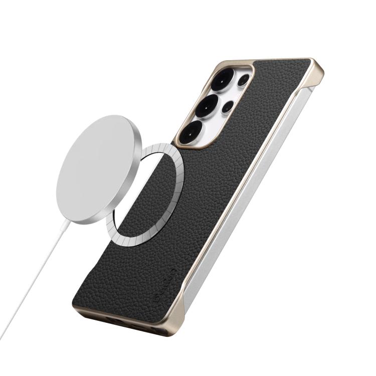 For Samsung Galaxy S25 Ultra 5G Denior A20 Genuine Leather Litchi Texture MagSafe Frameless Phone Case
