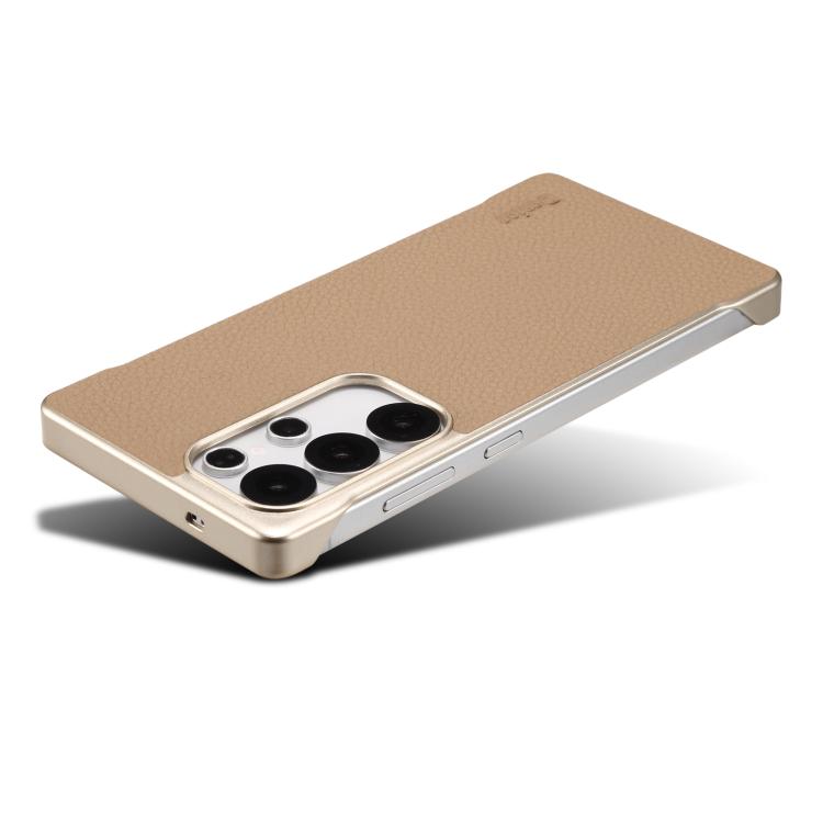 For Samsung Galaxy S25 Ultra 5G Denior A20 Genuine Leather Litchi Texture MagSafe Frameless Phone Case