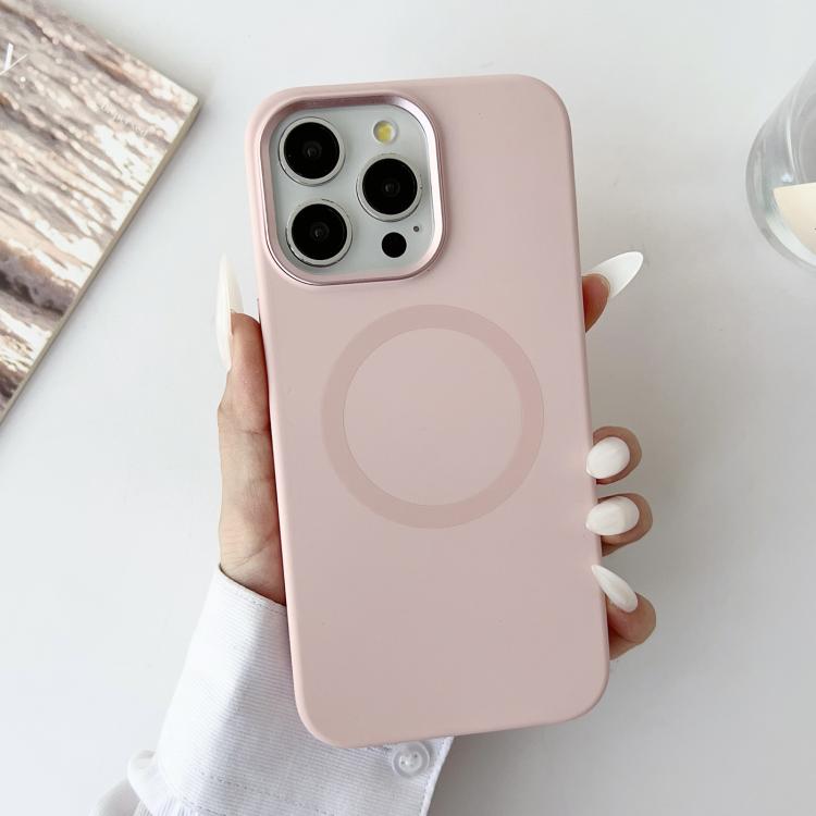 For iPhone 15 Pro Max Metal Frame Liquid Silicone MagSafe Phone Case