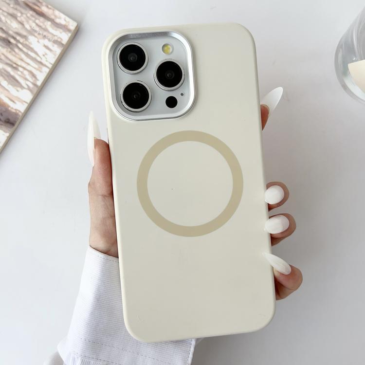 For iPhone 14 Pro Metal Frame Liquid Silicone MagSafe Phone Case