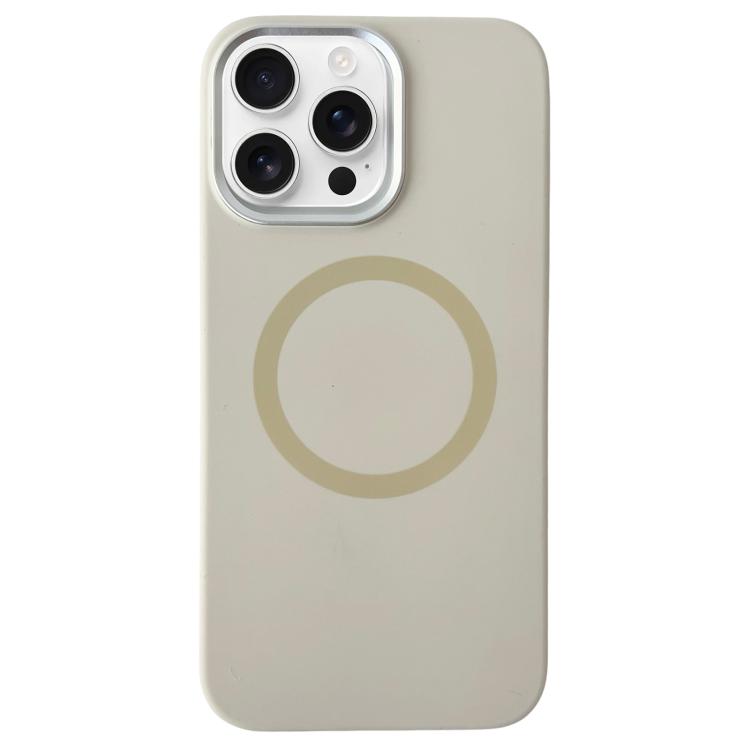 For iPhone 14 Pro Max Metal Frame Liquid Silicone MagSafe Phone Case