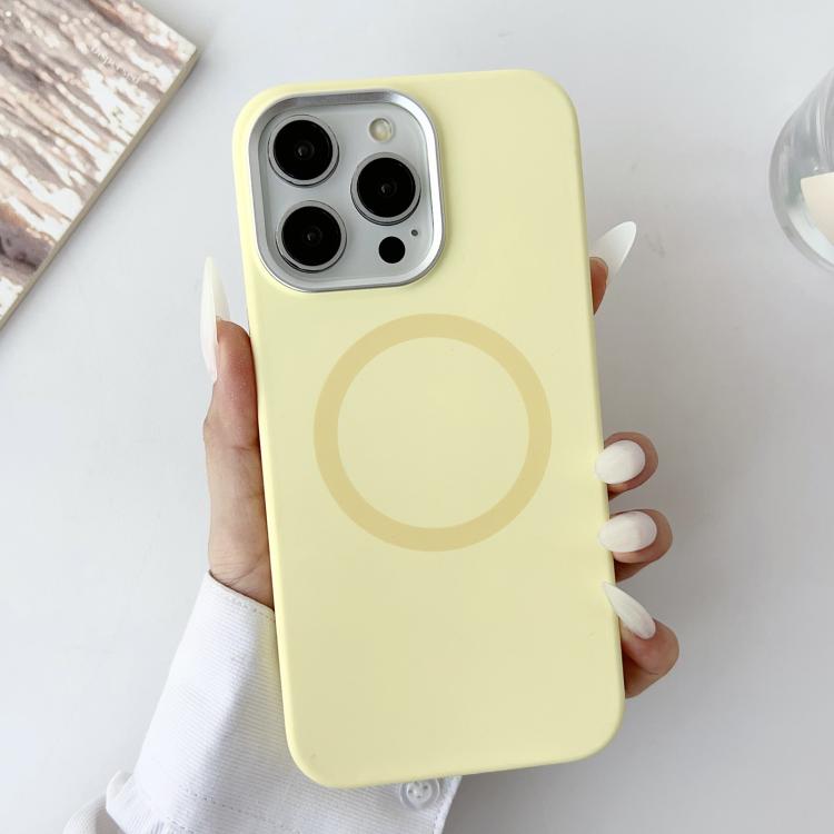 For iPhone 13 Pro Max Metal Frame Liquid Silicone MagSafe Phone Case