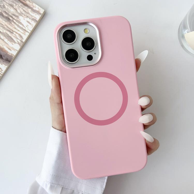 For iPhone 12 Pro Max Metal Frame Liquid Silicone MagSafe Phone Case