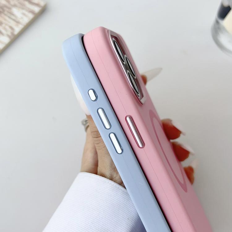 For iPhone 14 Pro Max Metal Frame Liquid Silicone MagSafe Phone Case