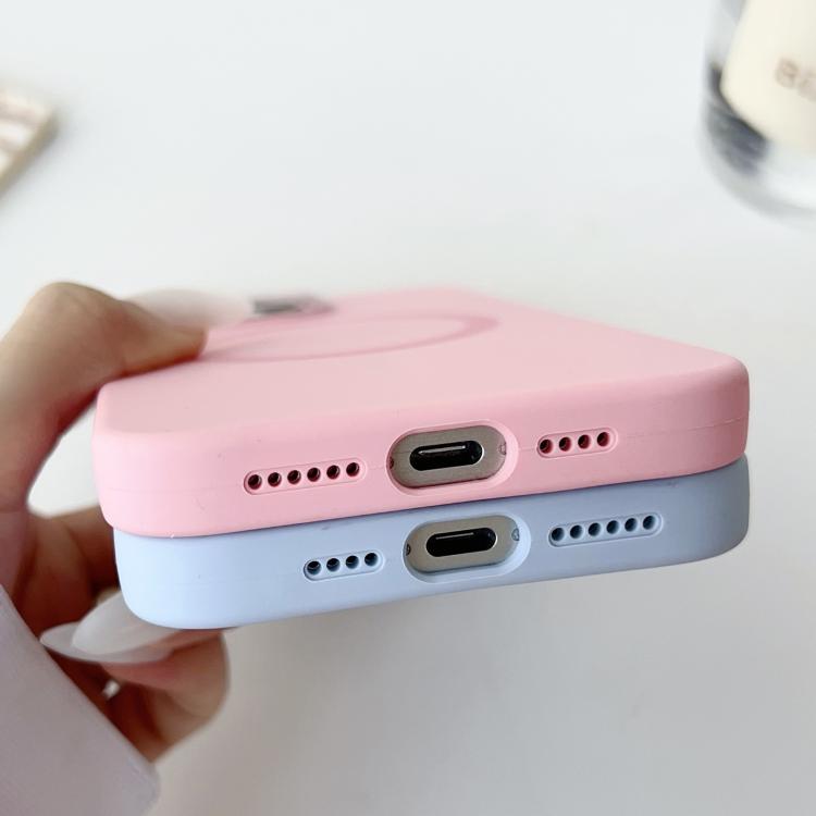 For iPhone 14 Pro Max Metal Frame Liquid Silicone MagSafe Phone Case