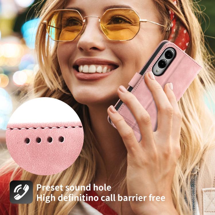 For Samsung Galaxy S25 Edge 5G Dierfeng Dream Line TPU Hybrid PU Leather Phone Case