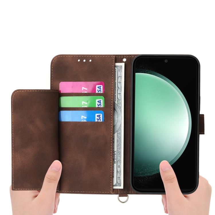 For Samsung Galaxy S25 FE 5G Skin Feel Flowers Embossed Wallet Leather Phone Case