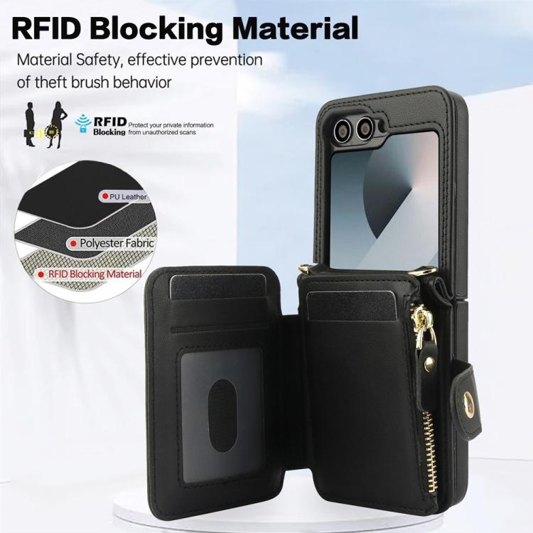 For Samsung Galaxy Z Flip6 / Flip7 FE Crossbody Rhombus Wallet Bag Folding Phone Case with Lanyard