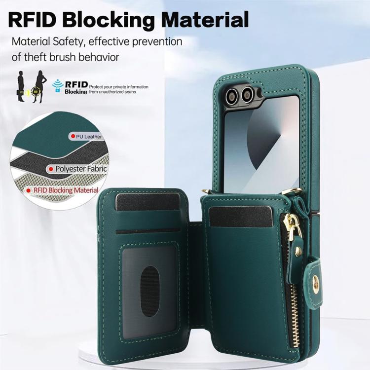 For Samsung Galaxy Z Flip6 / Flip7 FE Crossbody Rhombus Wallet Bag Folding Phone Case with Lanyard