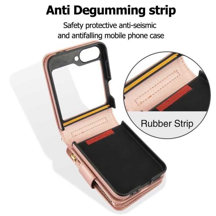 For Samsung Galaxy Z Flip6 / Flip7 FE Crossbody Rhombus Wallet Bag Folding Phone Case with Lanyard